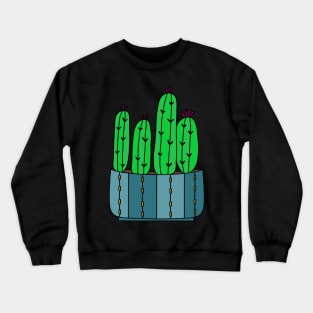 Cute Cactus Design #118: Cacti Group With Magenta Flowers Crewneck Sweatshirt